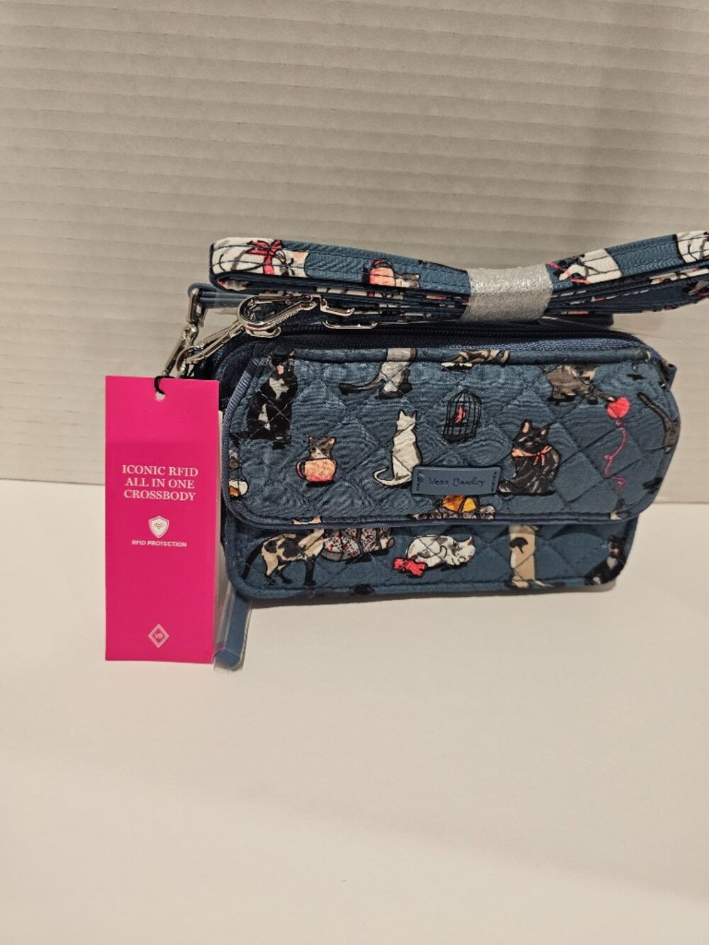 NWT Vera Bradley Iconic RFID All in One Crossbody Cat's Meow Wristlet Wallet - Picture 9 of 11